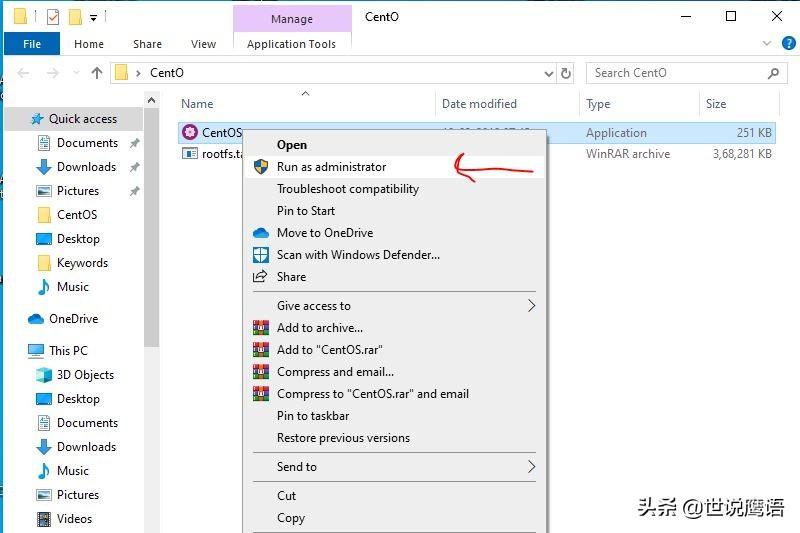 在Windows 10上使用WSL安装Centos Installing Centos on Windows 10 using WSL